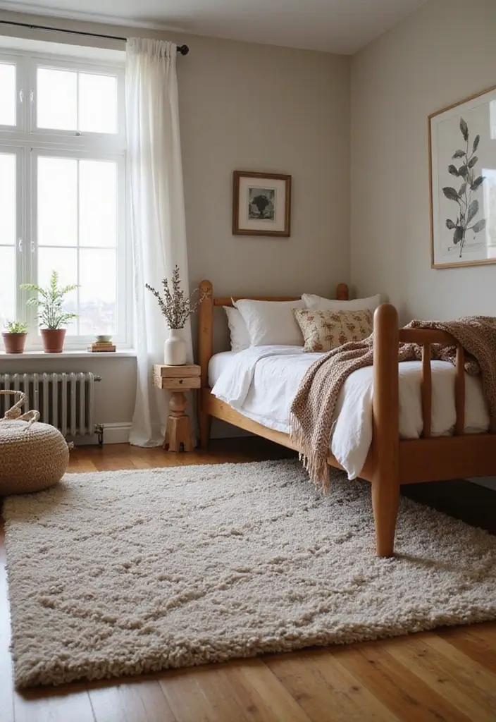 10 Fall Bedroom Ideas That'll Make You Snuggle Up All Season Long! - 5. Textured Rugs to Warm Up the Space