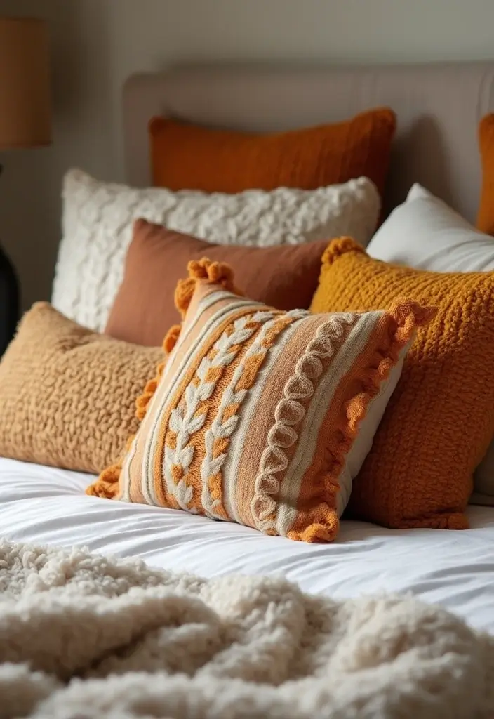 10 Fall Bedroom Ideas That'll Make You Snuggle Up All Season Long! - 6. Warm Throw Pillows for Comfort
