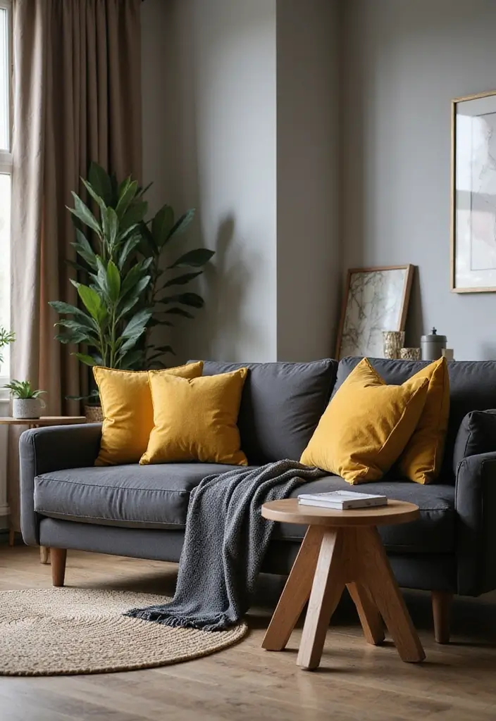 15 Fall Color Palette Ideas That Will Make Your Living Room the Coziest Place This Season! - 4. Mustard Yellow and Charcoal Gray