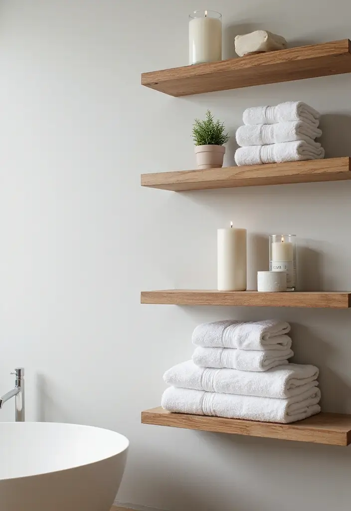 15 Luxurious Bathroom Decor Ideas That Won’t Break the Bank (#8 is a Game-Changer!) - 1. Stylish Floating Shelves