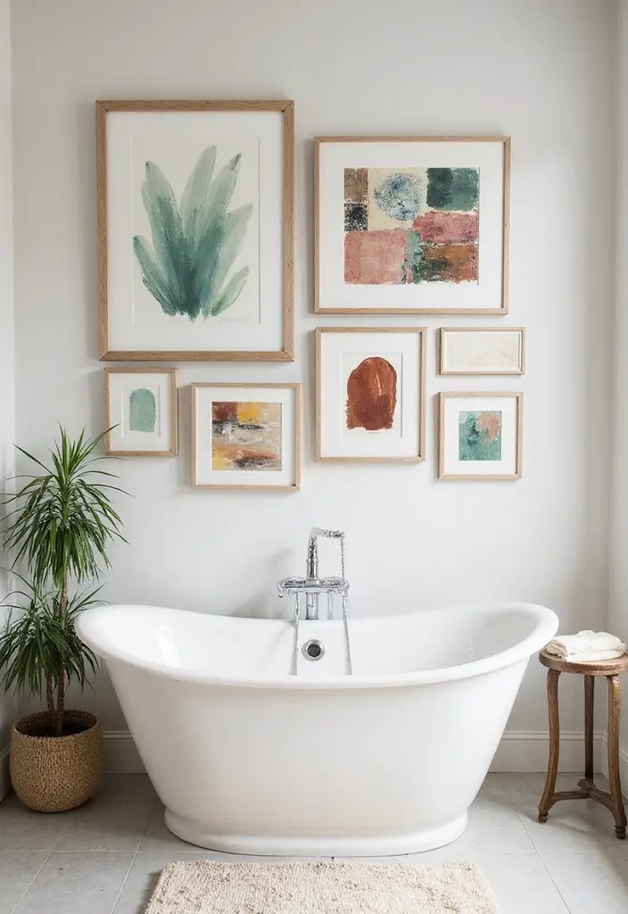 15 Luxurious Bathroom Decor Ideas That Won’t Break the Bank (#8 is a Game-Changer!) - 8. DIY Art Display
