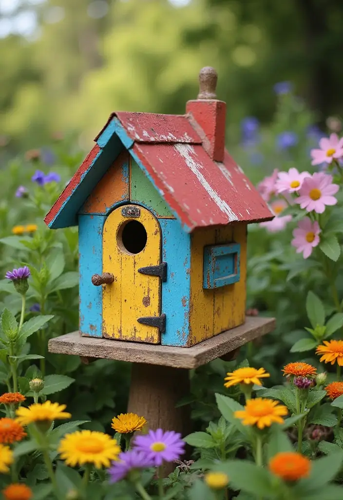 20 Colorful Fall Garden Decor Ideas That Will Brighten Your Days (Check Out #3!) - 13. Colorful Birdhouses