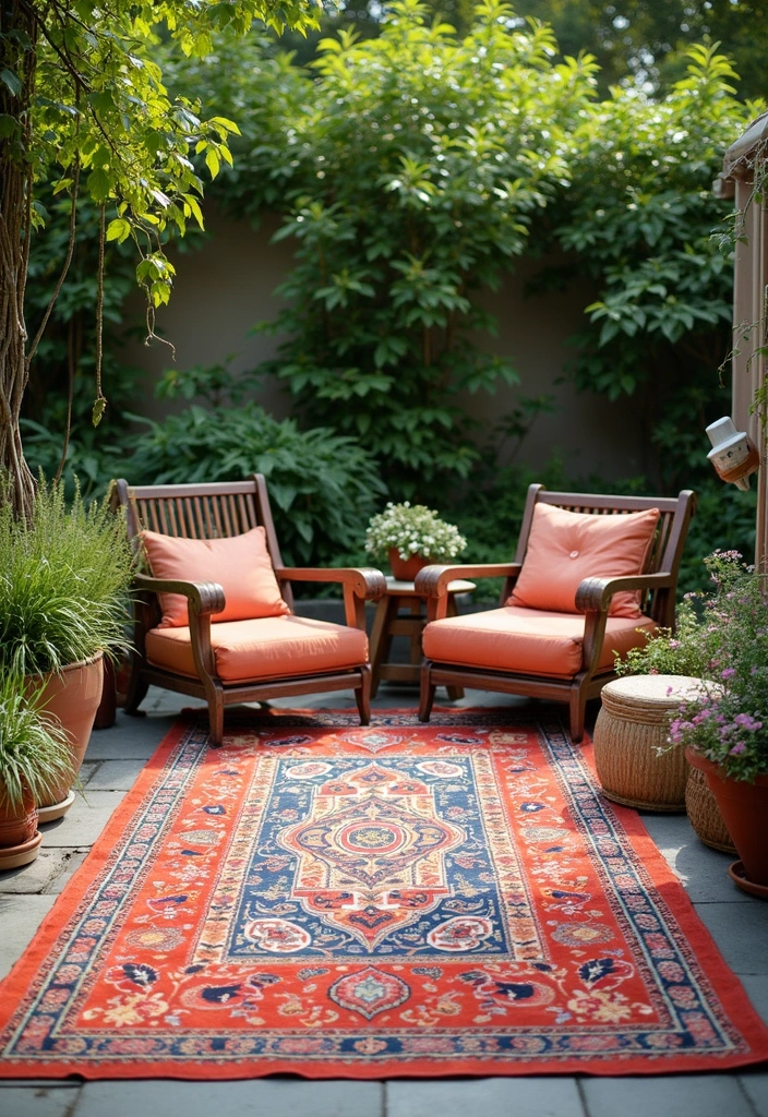 20 Colorful Fall Garden Decor Ideas That Will Brighten Your Days (Check Out #3!) - 14. Seasonal Outdoor Rugs