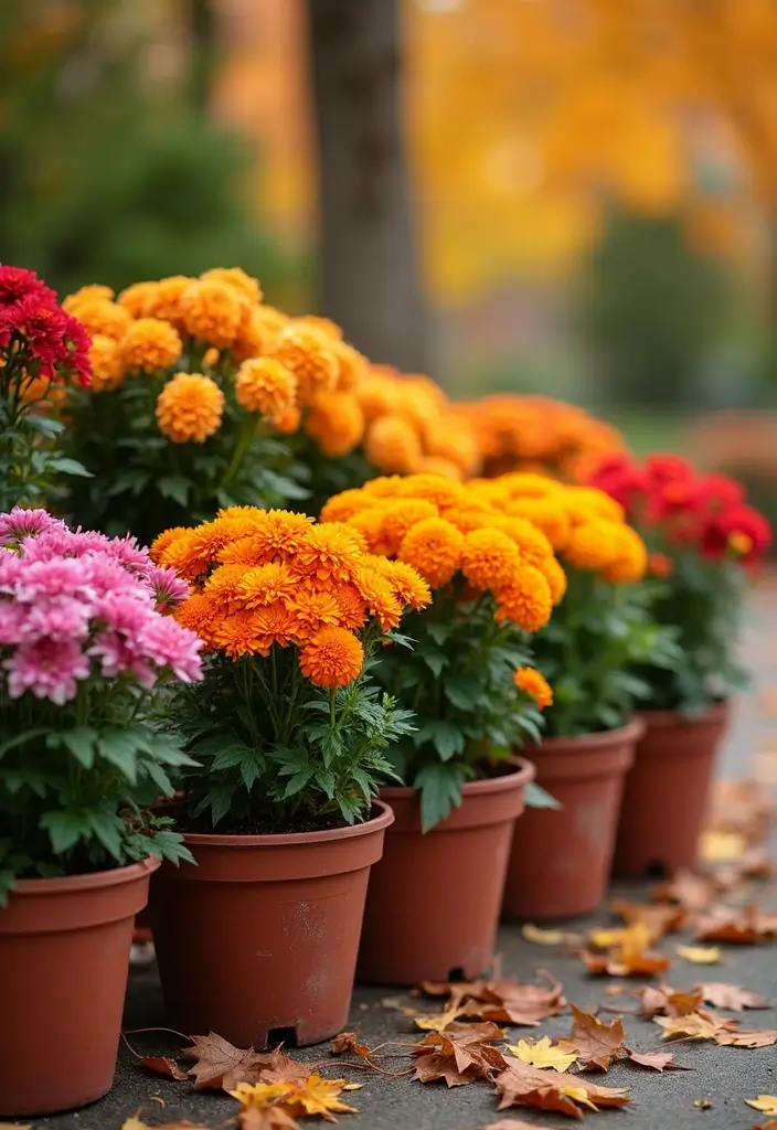 20 Colorful Fall Garden Decor Ideas That Will Brighten Your Days (Check Out #3!) - 3. Eye-Catching Flower Pots