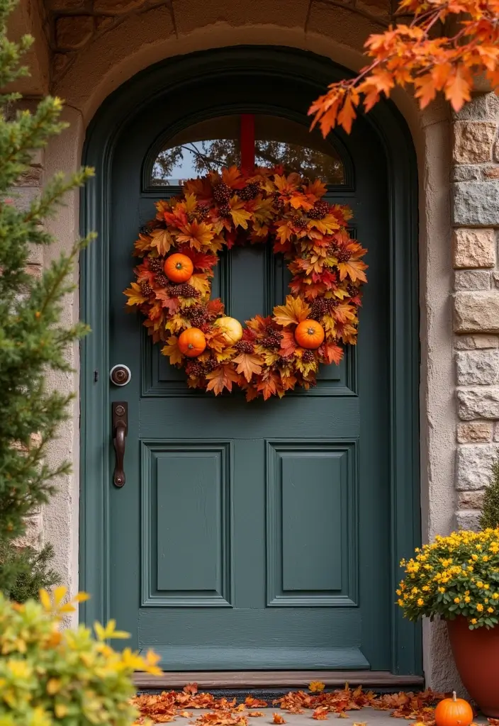 20 Colorful Fall Garden Decor Ideas That Will Brighten Your Days (Check Out #3!) - 4. Creative Door Wreaths
