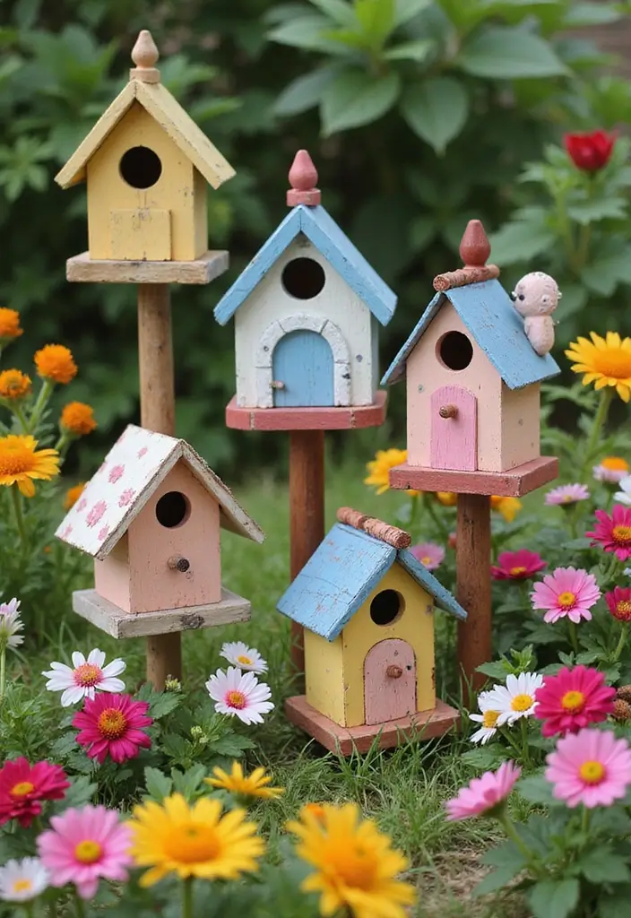 25 Aesthetic Garden Decor Ideas That Will Make Your Neighbors Envy Your Oasis! - 3. Decorative Birdhouses