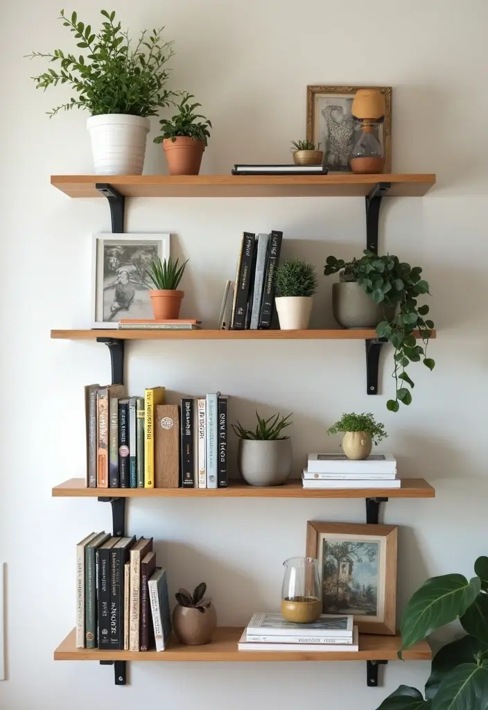 25 Cozy Dorm Room Inspirations to Make Your Tiny Space Feel Like Home! - 14. Utilize Wall-Mounted Shelves