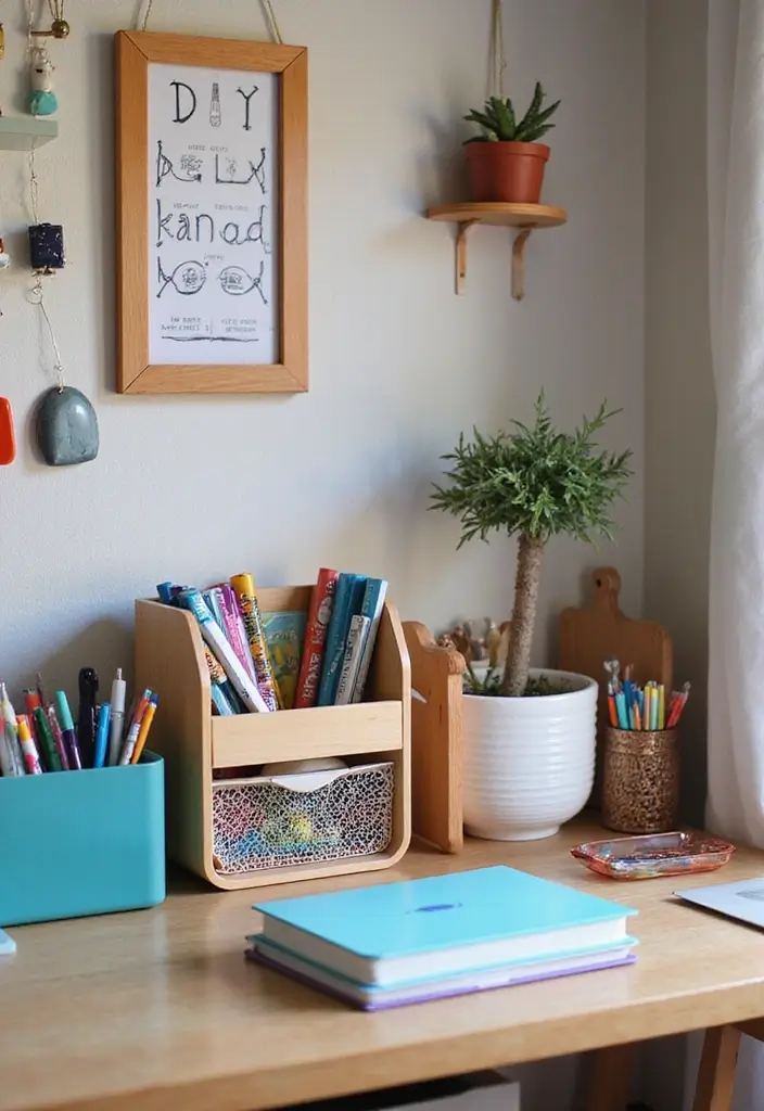 25 Cozy Dorm Room Inspirations to Make Your Tiny Space Feel Like Home! - 20. Create a DIY Desk Organizer