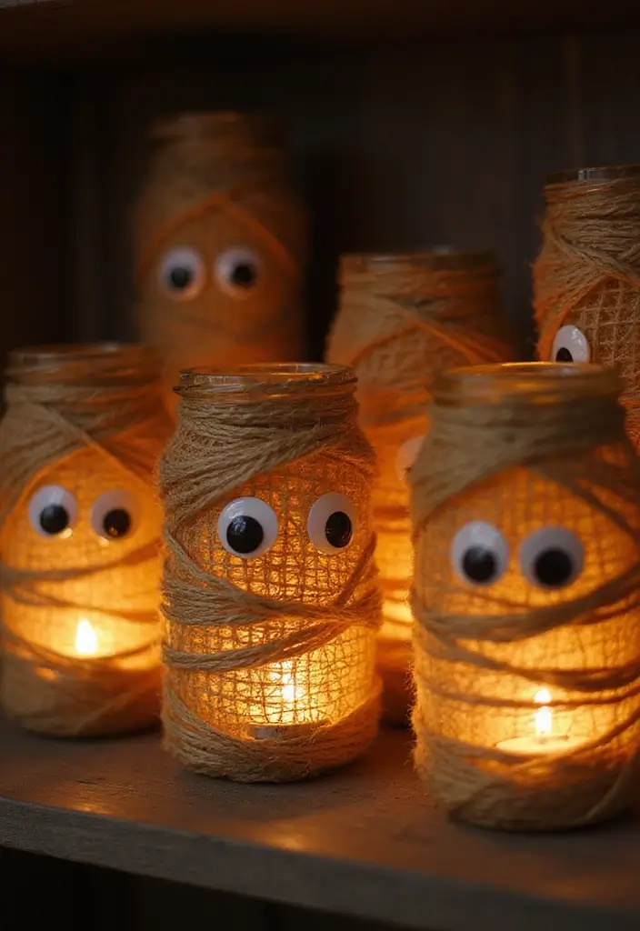 10 Easy Halloween Decorations That'll Make Your Home Spooktacular in Minutes! - 10. Mummy Jars