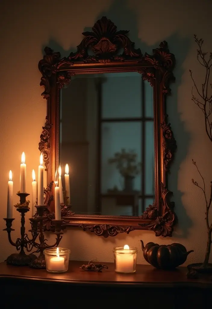 13 Vintage Halloween Decorations That Will Haunt Your Guests in the Best Way! - 7. Creepy Vintage Mirrors