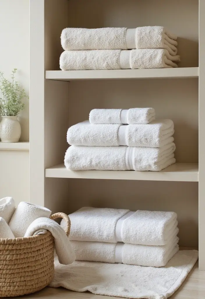 15 Stunning Guest Bathroom Ideas That Will Make Your Visitors Feel Like Royalty! - 1. Luxe Textures with Plush Towels