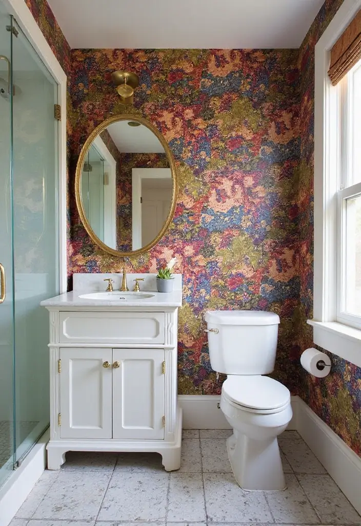 15 Stunning Guest Bathroom Ideas That Will Make Your Visitors Feel Like Royalty! - 13. Bold Wallpaper Choices