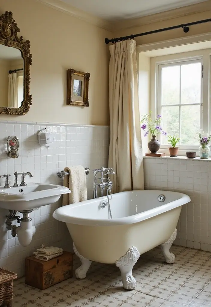 15 Stunning Guest Bathroom Ideas That Will Make Your Visitors Feel Like Royalty! - 8. Vintage Charm