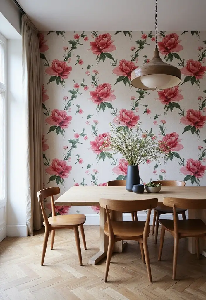 19 Bold Accent Wall Ideas That'll Make Your Guests Say 'WOW!' - 15. Bold Floral Wallpaper