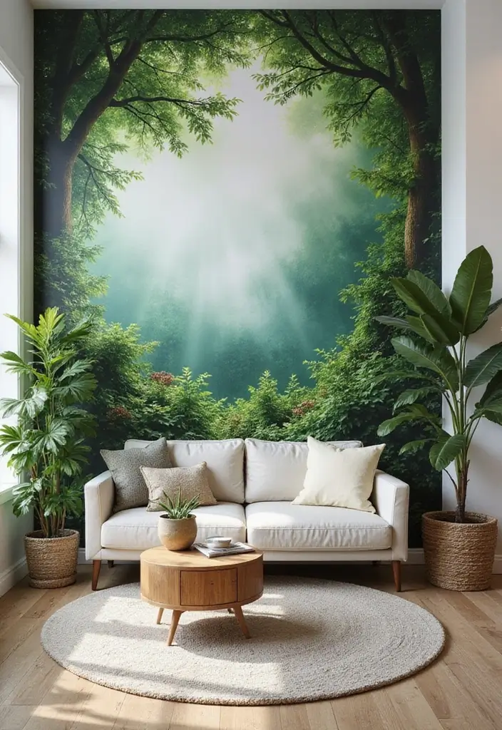 19 Bold Accent Wall Ideas That'll Make Your Guests Say 'WOW!' - 7. Nature-Inspired Murals