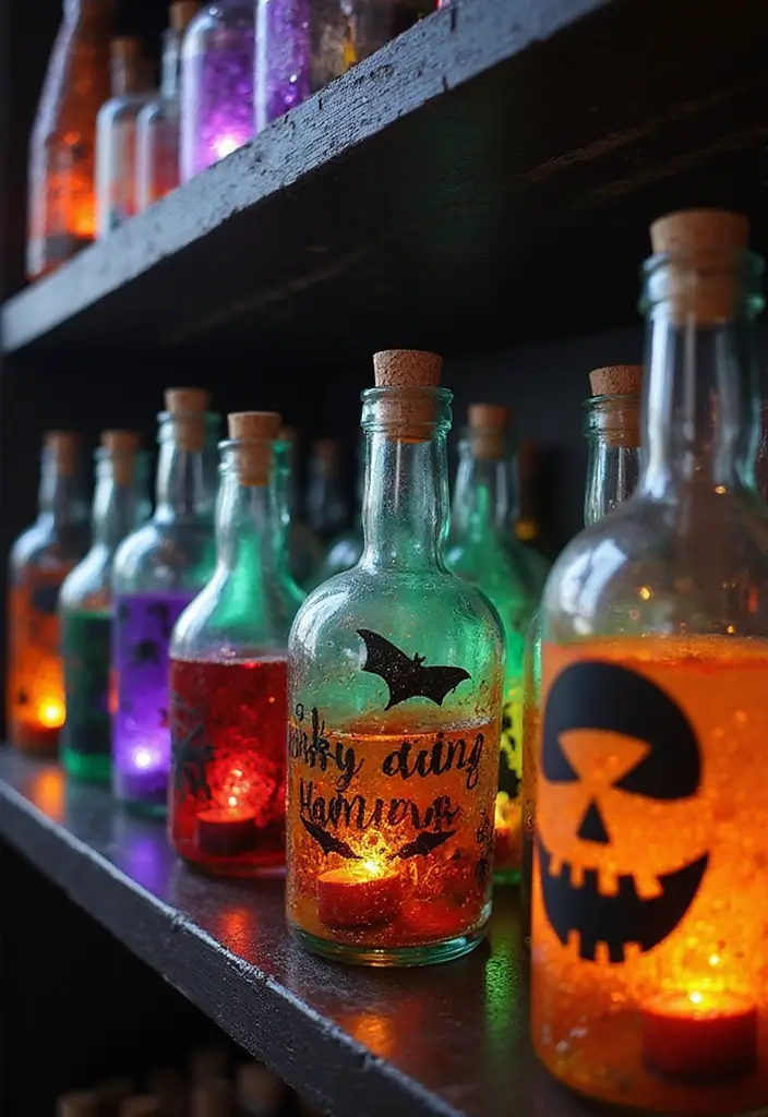 20 Adorable DIY Halloween Decorations That Will Transform Your Room Aesthetic! - 8. Boo-tiful Bottle Displays