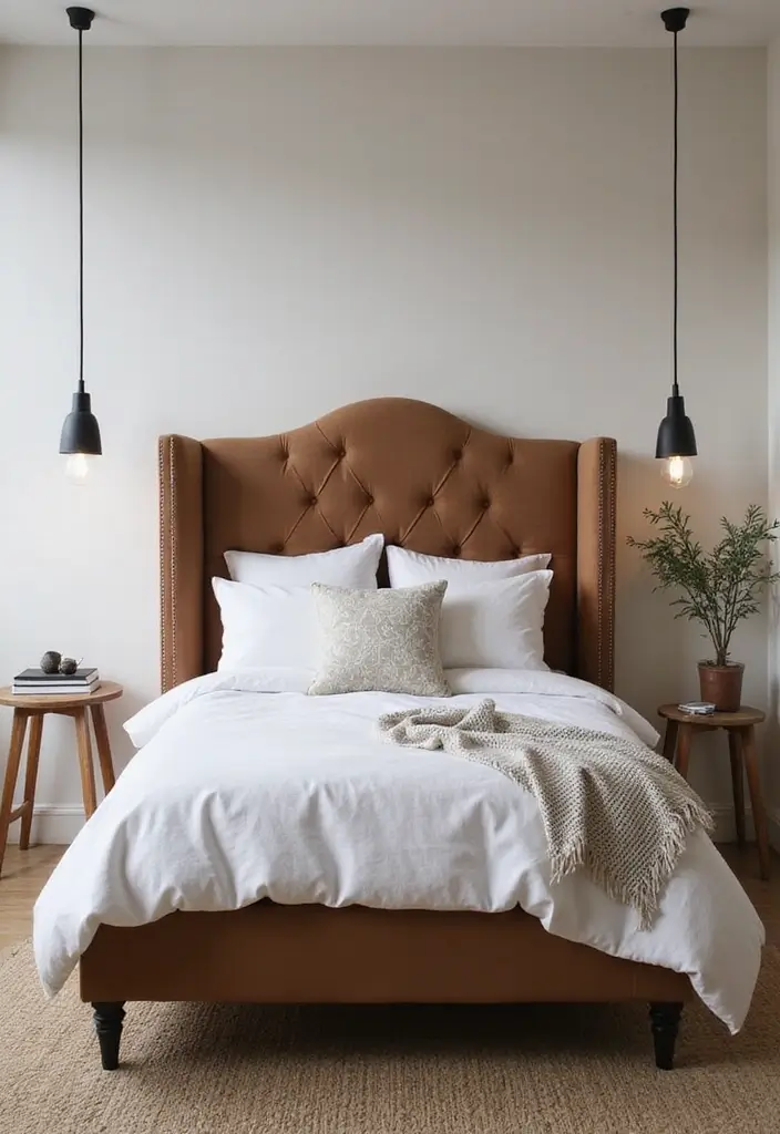 20 Aesthetic Bedroom Ideas for Small Spaces That Will Transform Your Single Bed! - 12. Create a Focal Point with a Statement Headboard