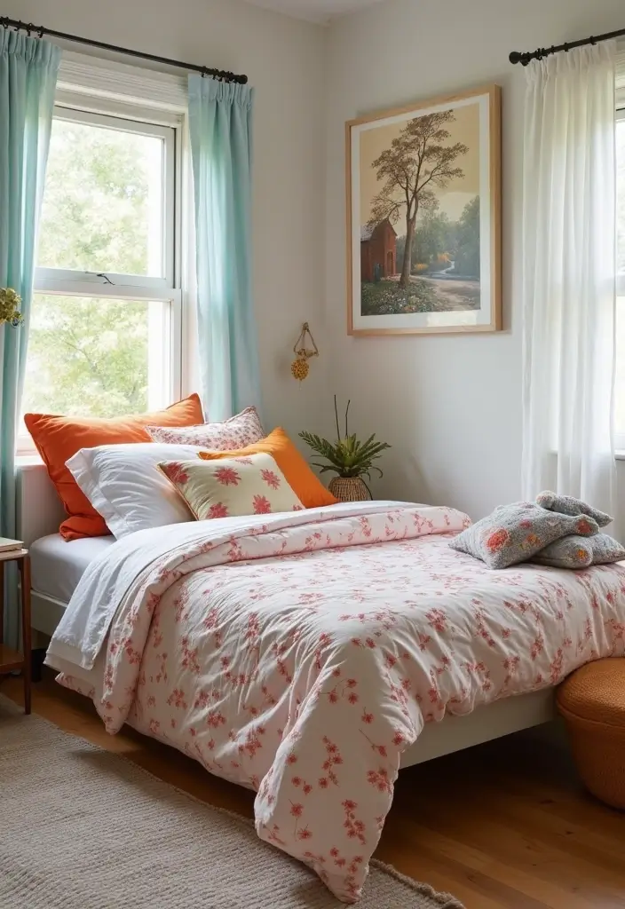 20 Aesthetic Bedroom Ideas for Small Spaces That Will Transform Your Single Bed! - 6. Bright Colors to Open Up the Space