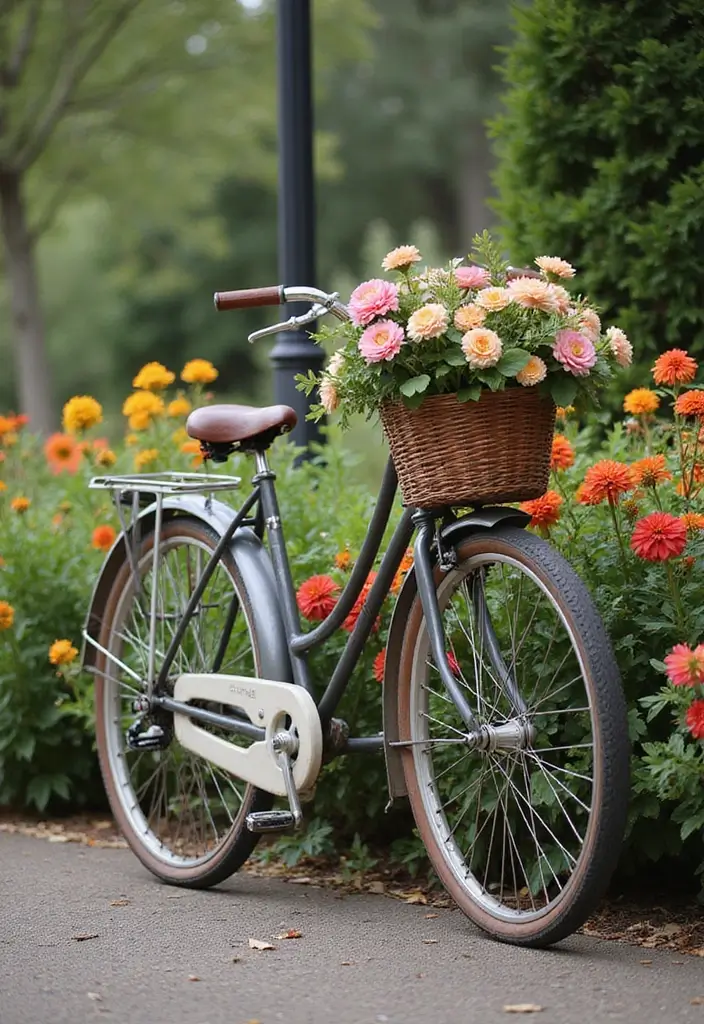 20 Aesthetic Photoshoot Ideas in Your Garden That Will Leave You Breathless! - 6. Vintage Bicycle Charm