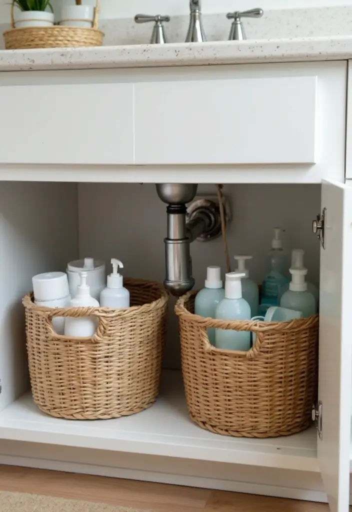 20 Bathroom Countertop Organization Hacks That Will Transform Your Space (You Won't Believe #5!) - 13. Use Baskets Under the Sink