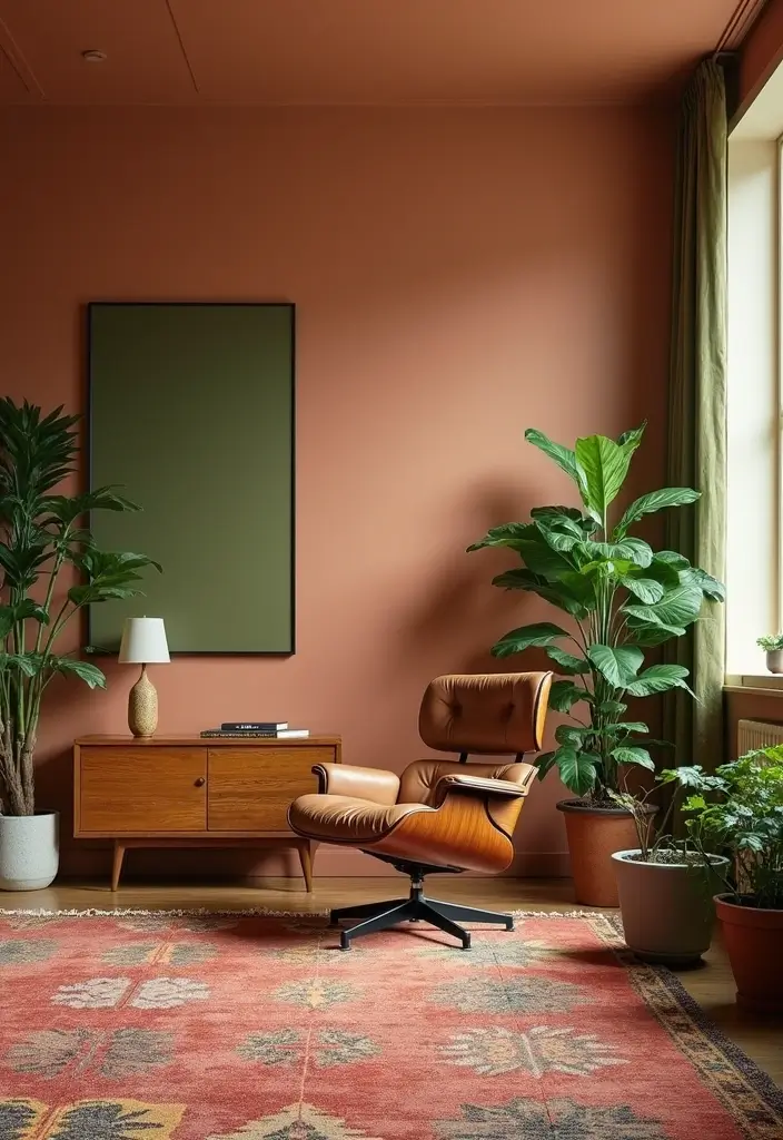 20 Cozy Mid Century Modern Living Room Ideas That'll Make You Feel Right at Home! - 1. Earthy Tones with Retro Accents