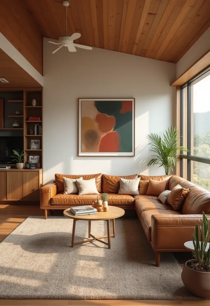 20 Cozy Mid Century Modern Living Room Ideas That'll Make You Feel Right at Home! - 11. Warm Wood Accents