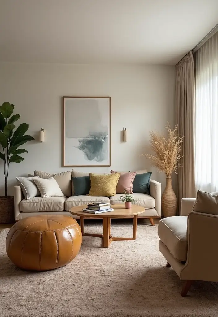 20 Cozy Mid Century Modern Living Room Ideas That'll Make You Feel Right at Home! - 16. Flexible Furniture for Easy Arrangement