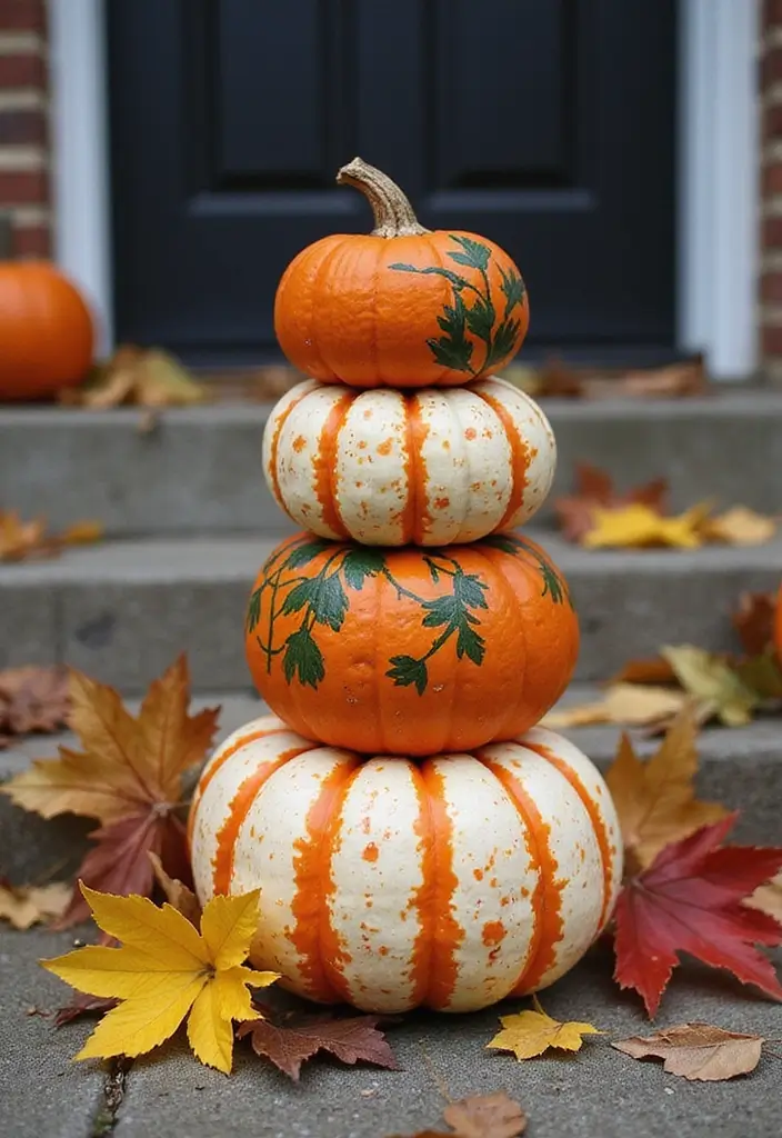 20 Cute Halloween Porch Decorations DIY That Will Make Your Neighbors Jealous! - 1. Pumpkin Stacks