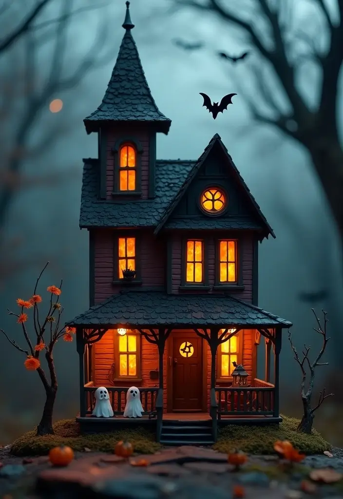 20 Cute Halloween Porch Decorations DIY That Will Make Your Neighbors Jealous! - 19. Haunted House Display