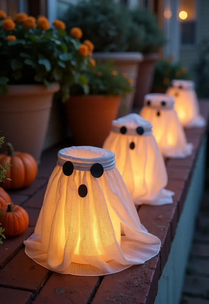 20 Cute Halloween Porch Decorations DIY That Will Make Your Neighbors Jealous! - 2. Ghostly Lanterns
