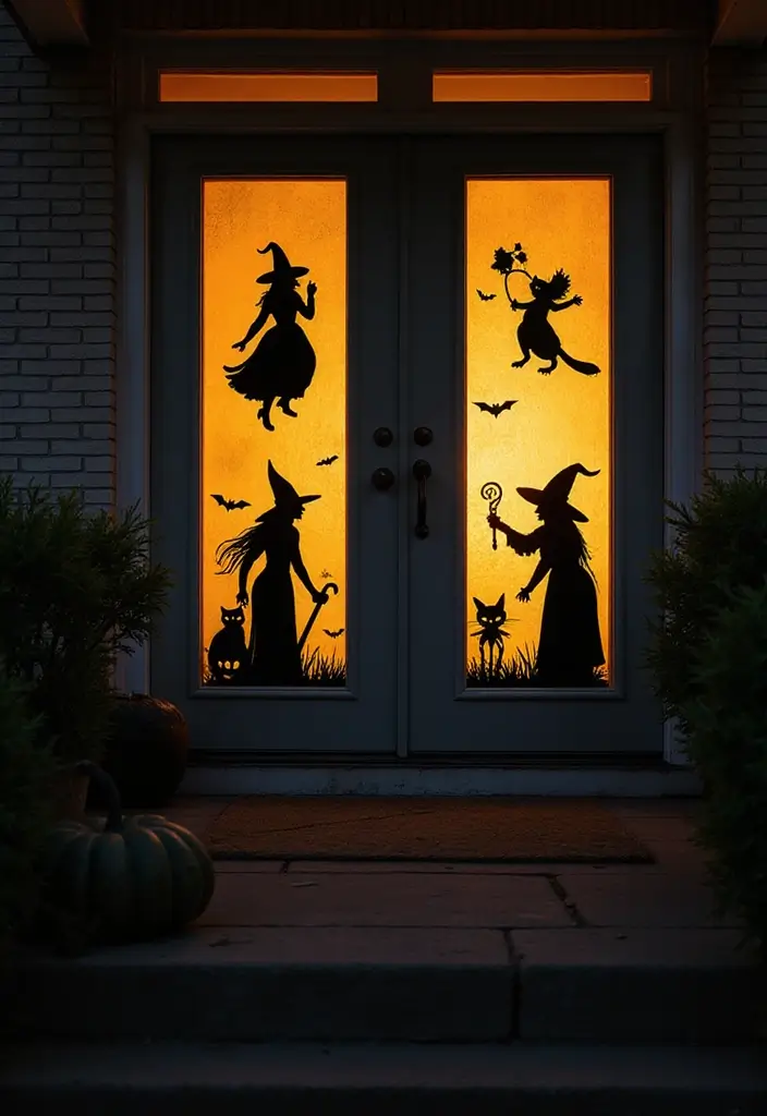 20 Cute Halloween Porch Decorations DIY That Will Make Your Neighbors Jealous! - 5. Spooky Silhouette Decorations