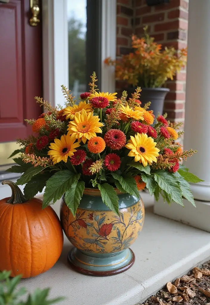 20 Cute Halloween Porch Decorations DIY That Will Make Your Neighbors Jealous! - 9. Fall Floral Arrangements