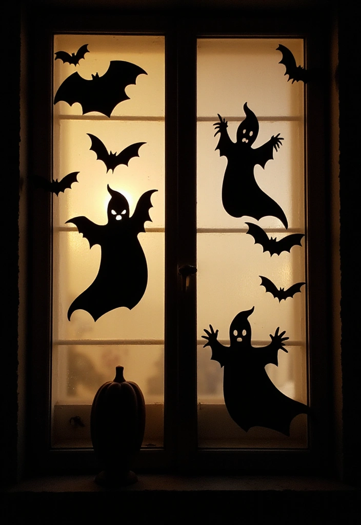 20 Cute and Easy DIY Halloween Decorations That Will Spook Your Friends! - 6. Spooky Silhouette Window Decals