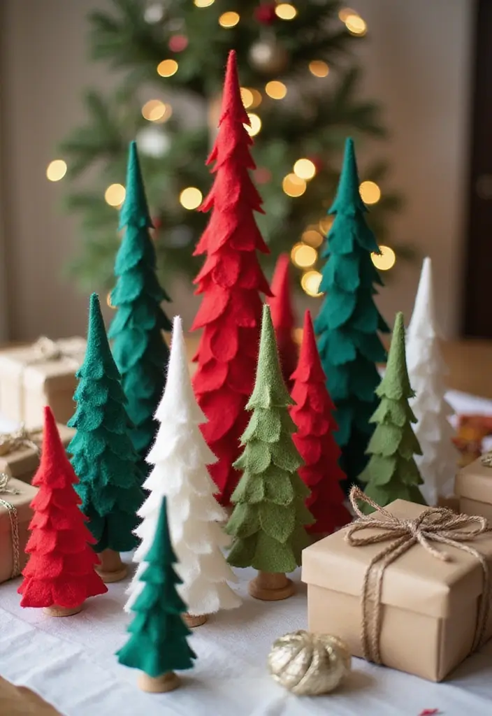 20 DIY Home Christmas Decor Ideas That Won't Break the Bank (You’ll Love #5!) - 18. Felt Christmas Trees