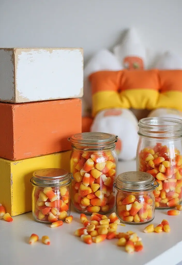 20 Easy Cute DIY Halloween Decorations That Will Wow Your Guests! - 10. Cute Candy Corn Decorations