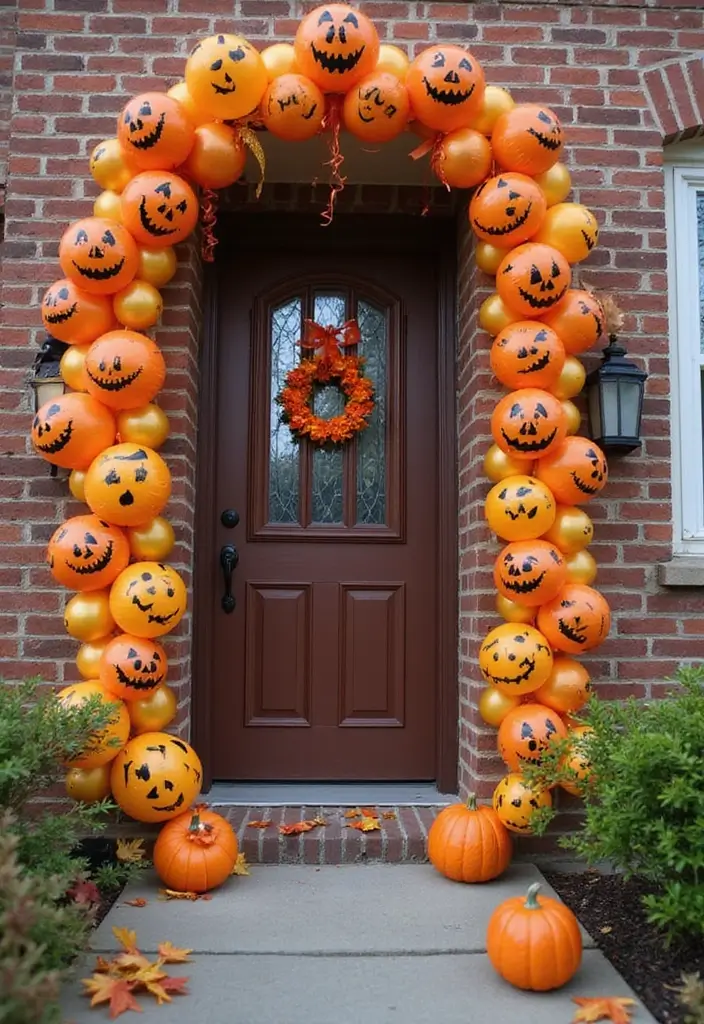 20 Easy Cute DIY Halloween Decorations That Will Wow Your Guests! - 4. Pumpkin Balloons for a Festive Entrance