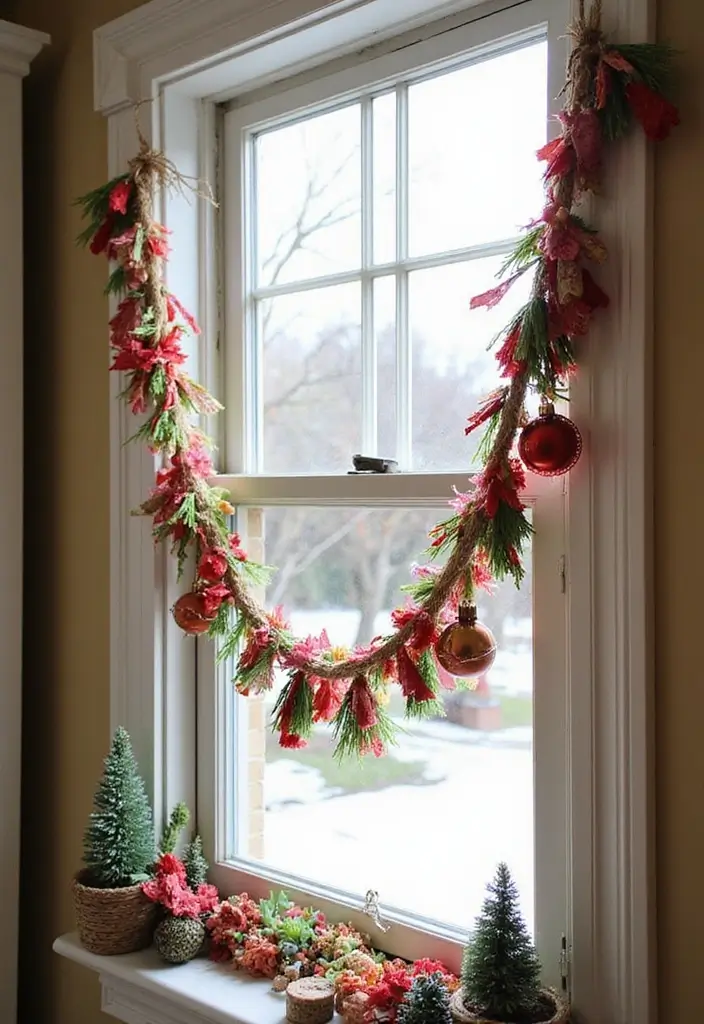 20 Easy and Fun DIY Christmas Decor Ideas on a Budget (Your Windows Will Sparkle!) - 10. Holiday Garland with Personal Touches