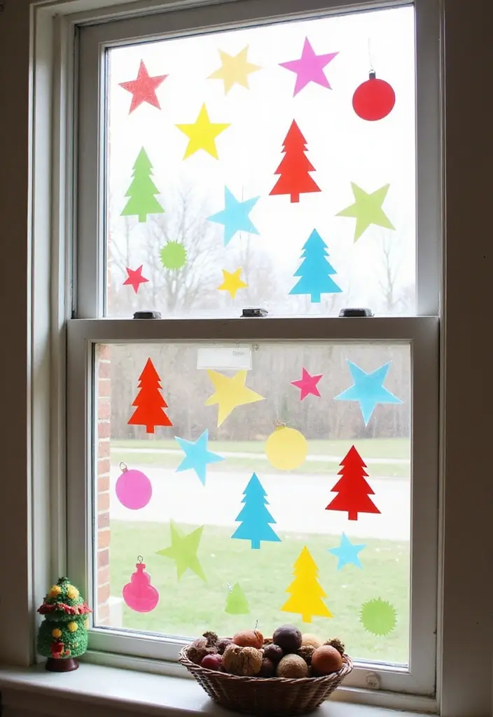 20 Easy and Fun DIY Christmas Decor Ideas on a Budget (Your Windows Will Sparkle!) - 3. DIY Christmas Window Clings