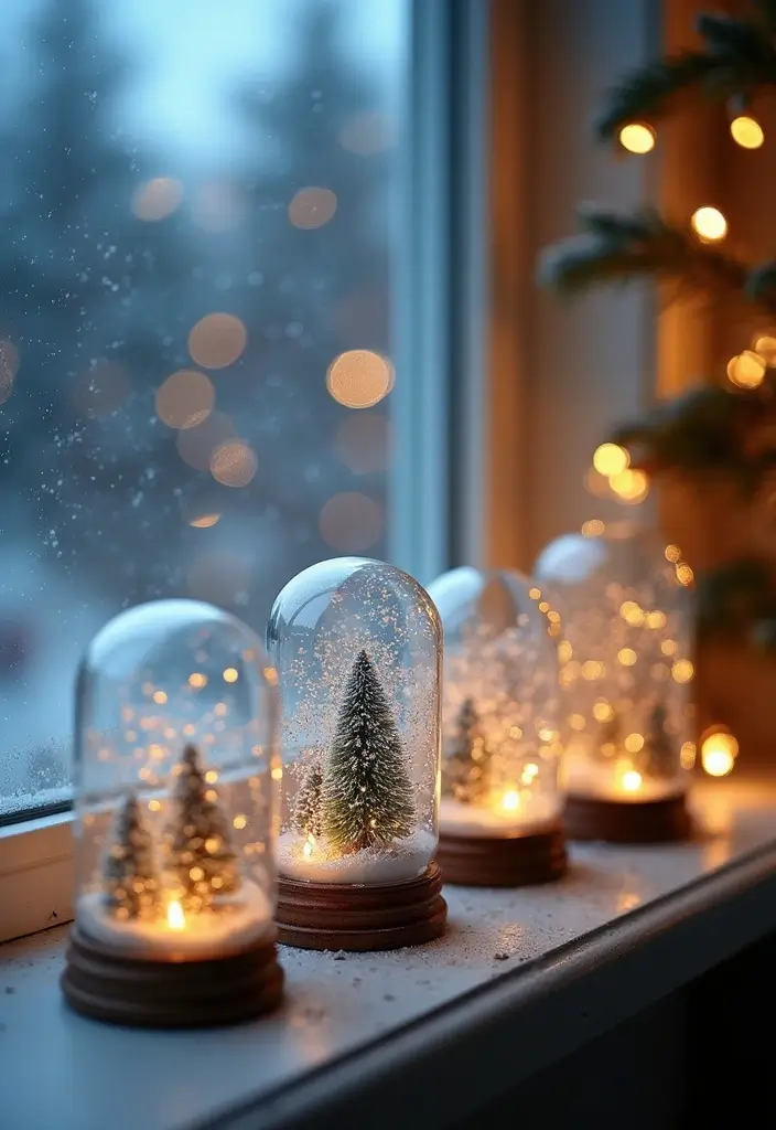 20 Easy and Fun DIY Christmas Decor Ideas on a Budget (Your Windows Will Sparkle!) - 5. Mason Jar Snow Globes