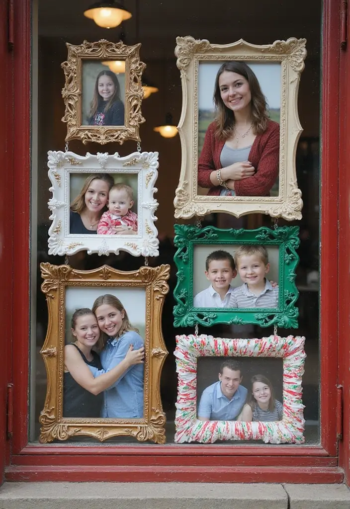20 Easy and Fun DIY Christmas Decor Ideas on a Budget (Your Windows Will Sparkle!) - 8. Holiday Picture Frames
