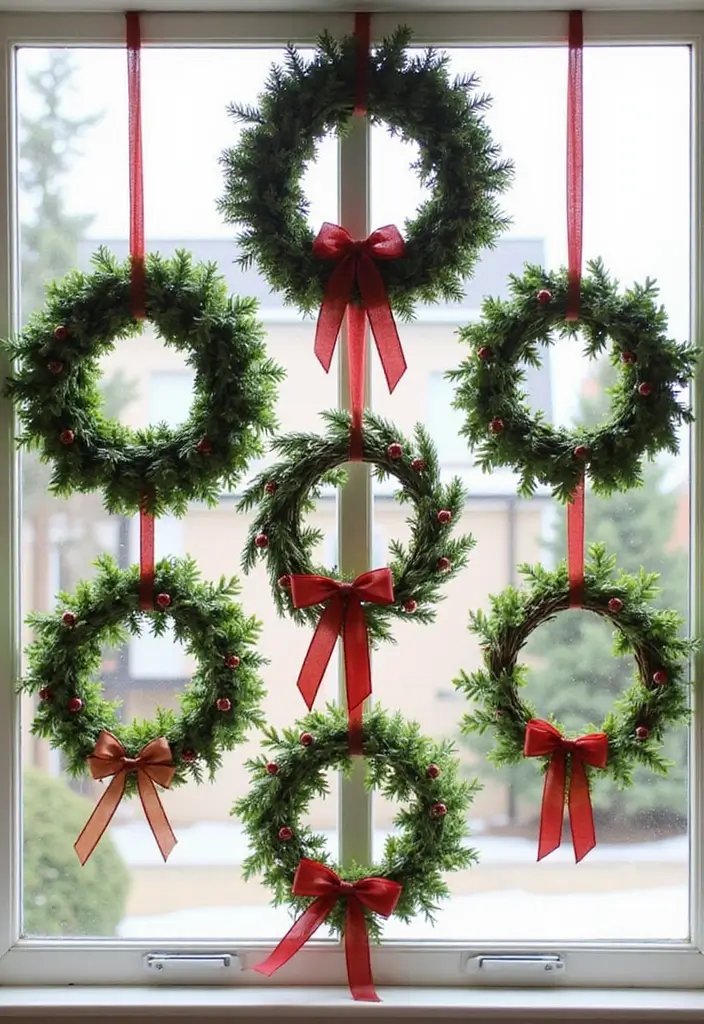 20 Easy and Fun DIY Christmas Decor Ideas on a Budget (Your Windows Will Sparkle!) - 9. DIY Mini Wreaths