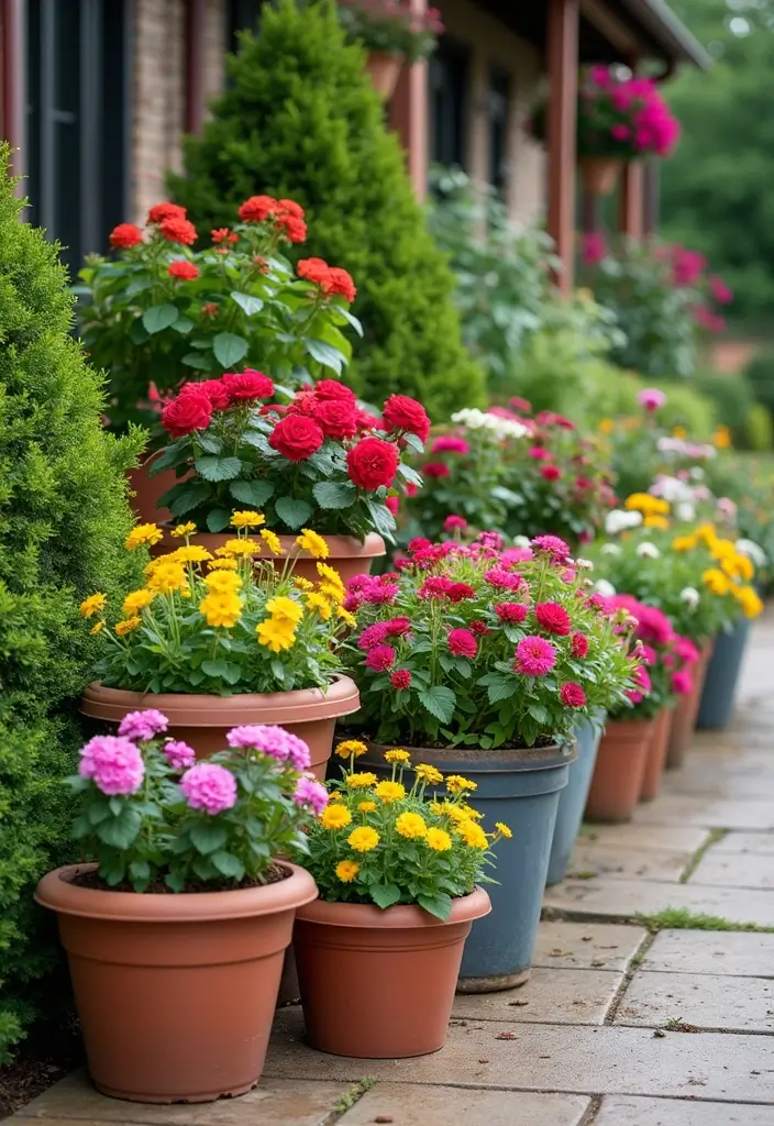 20 Gardening Ideas for Your Front Yard That Will Make Neighbors Green with Envy! - 11. Container Gardening