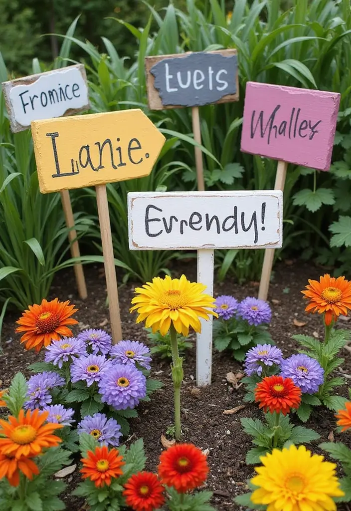 20 Gardening Ideas for Your Front Yard That Will Make Neighbors Green with Envy! - 14. DIY Garden Signs