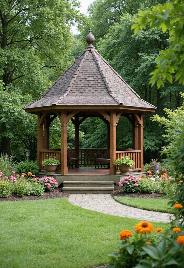 20 Gardening Ideas for Your Front Yard That Will Make Neighbors Green with Envy! - 16. Gazebo or Pergola