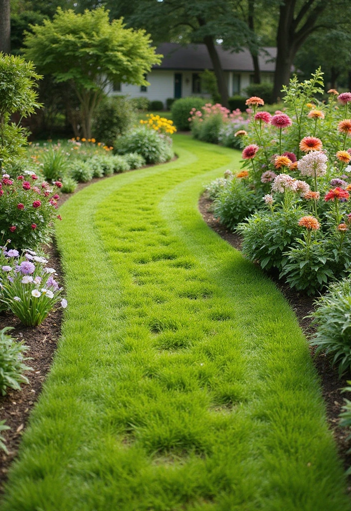 20 Gardening Ideas for Your Front Yard That Will Make Neighbors Green with Envy! - 19. Grass Pathways