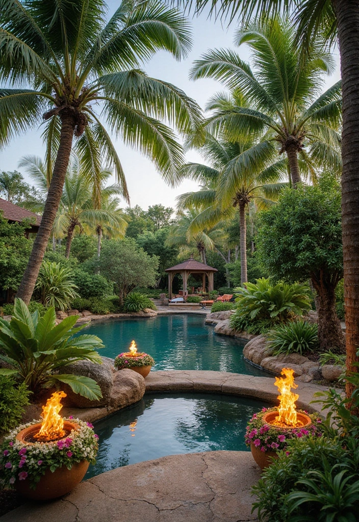 20 Large Backyard Landscaping Designs That'll Make Your Neighbors Green with Envy! - 4. Vibrant Tropical Retreat