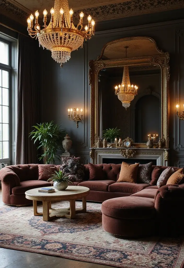 20 Living Room Ideas That’ll Make You Want to Stay Home Forever (Wait Until You See #12!) - 6. Luxurious Glamour