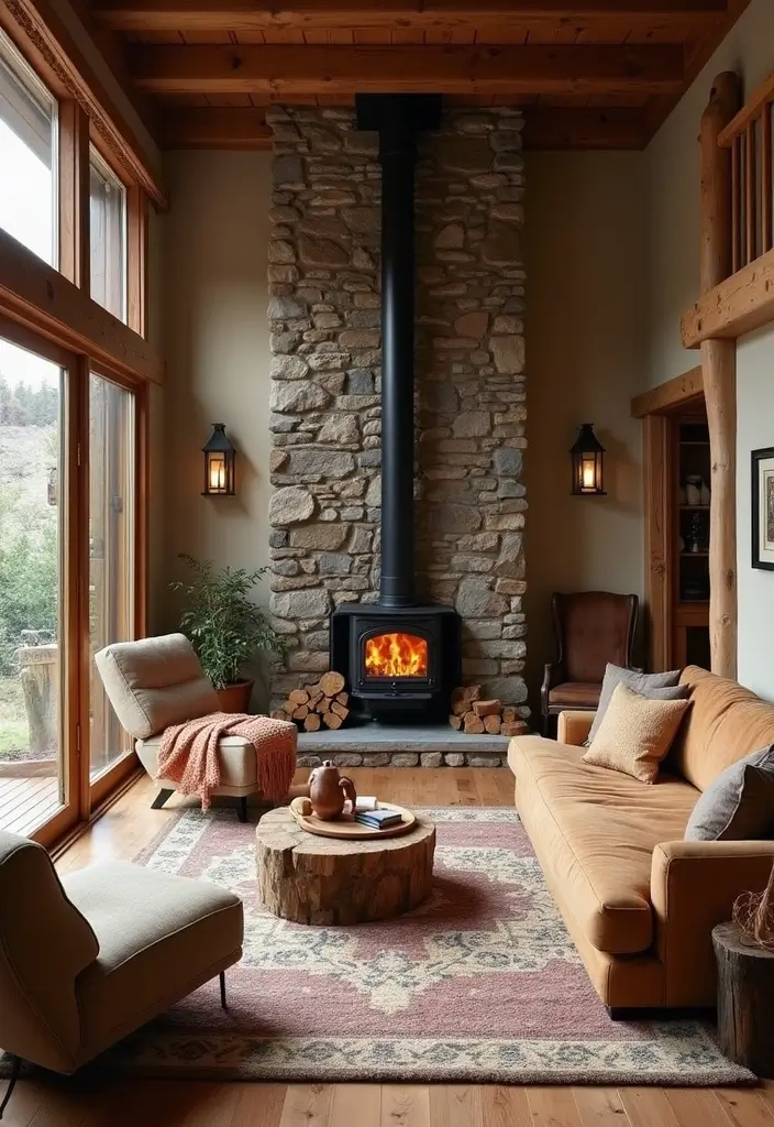 20 Living Room Ideas That’ll Make You Want to Stay Home Forever (Wait Until You See #12!) - 9. Warm Rustic Retreat