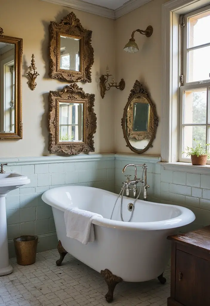 20 Luxury Bathroom Ideas That Will Make You Feel Like Royalty Every Day (Check Out #8!) - 12. Vintage Touches for Charming Elegance