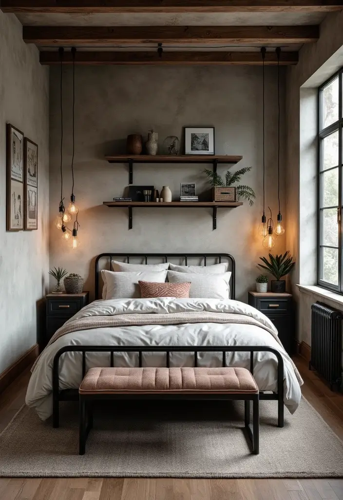 20 Mind-Blowing Bedroom Ideas for Small Rooms That Will Change Your Space Forever! - 20. Industrial Touches